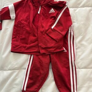 Adidas Scarlet and White Tracksuit